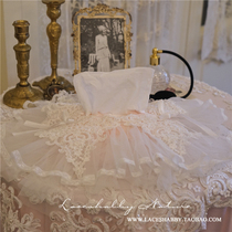 Fold light luxury cute French retro nail beads light luxury lace laceshabby household car paper towel set