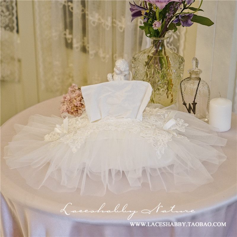 Luxury and cute French vintage pearl lace laceshabby home car extract toilet paper towel sleeve 2