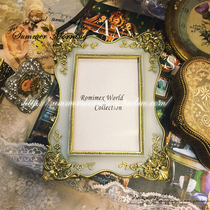 LACESHABBY European imported vintage Rococo style gold carved resin photo frame 4-Gray