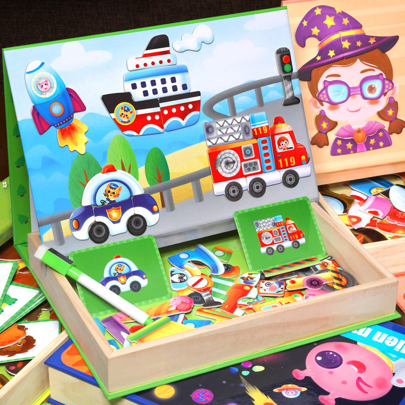Magnetic puzzle children's brain toys 1 - 3 - 6 years old 4 boys and girls 2 babies 5 early teaching wood pleasure