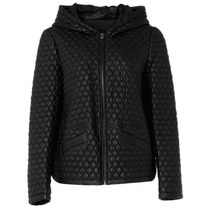 NAERSI Narsi hooded rhombus short leather jacket for women 2024 autumn and winter new casual leather cotton jacket
