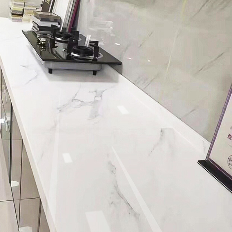 White imitation marble sticker self-adhesive thickened kitchen countertop desktop anti-scalding stove waterproof and oil-proof wall sticker