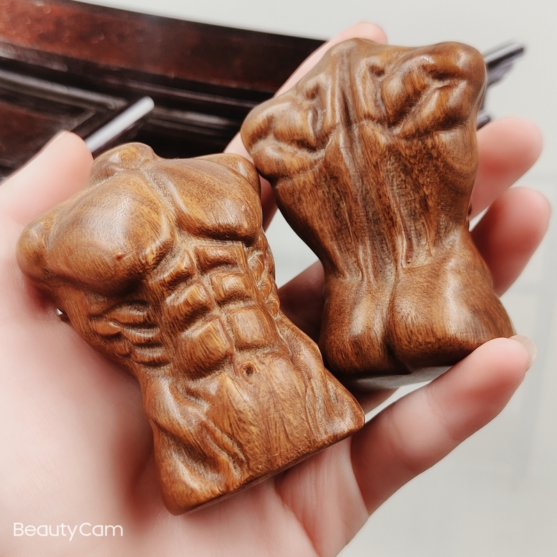 Argentinian Green Sandalwood Logs, Various Styles of Macho Abs Hand-Carved Pieces, Fun Stress-Relief Gifts for Friends, Width 4.8, Height 6.5