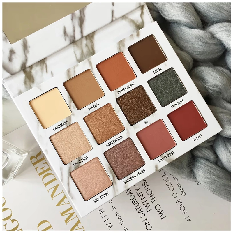 Bảng phấn mắt bằng đá cẩm thạch 12 màu Matte Earth Color Pumpkin Pearl Ins Super Fire Lazy Eyeshadow Girl phấn mắt thỏi