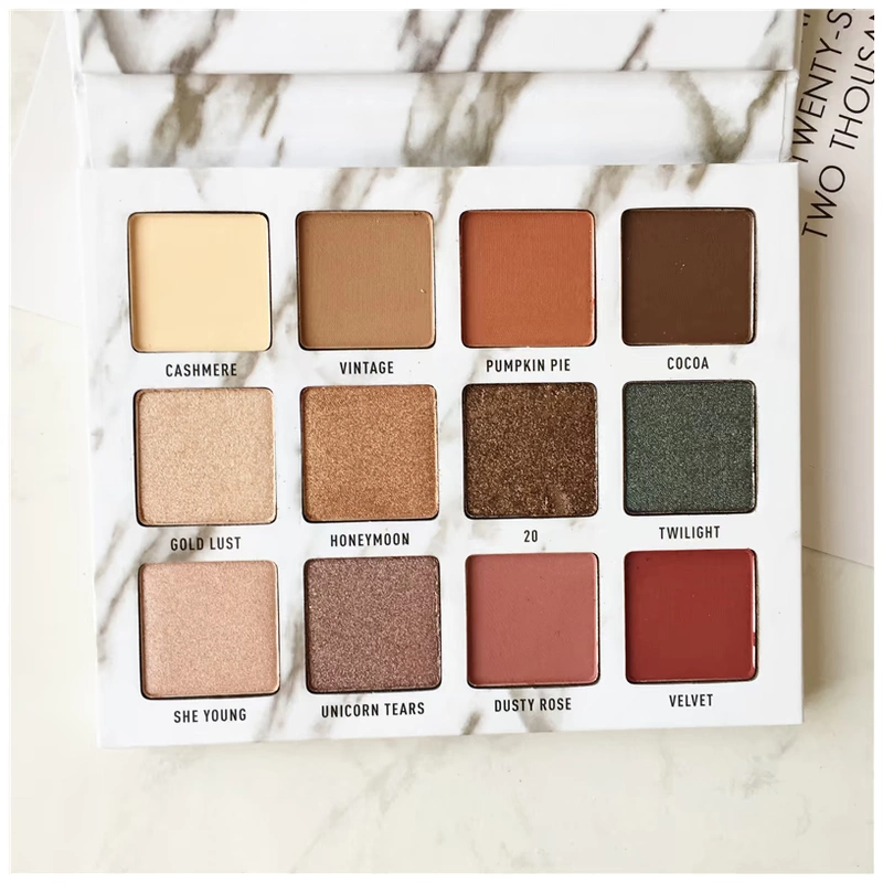 Bảng phấn mắt bằng đá cẩm thạch 12 màu Matte Earth Color Pumpkin Pearl Ins Super Fire Lazy Eyeshadow Girl phấn mắt thỏi