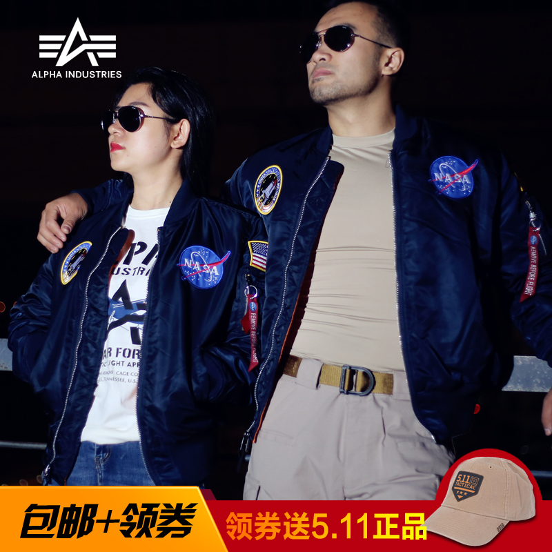 Alpha Alpha Industry NASA Pilot Men's Jacket MA1 Space Agency Women's Flight Suit Warm Cotton Clothes