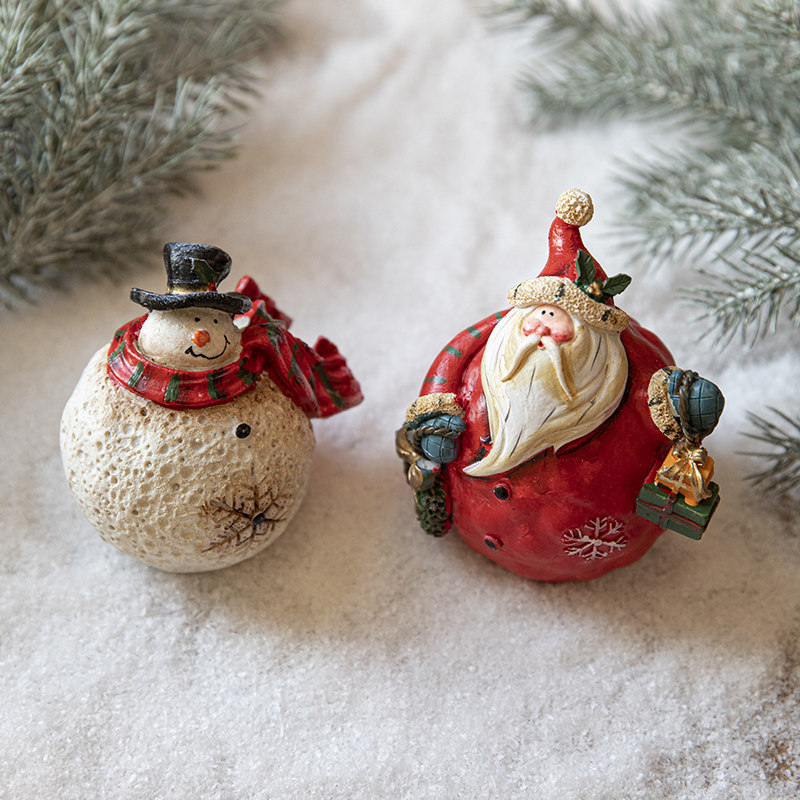 Gold Stone Edge Christmas Swing Piece Small Accessories Wooden House Tree Bottom Decoration Christmas Old Man Snowman Tabletop Resin Pendulum