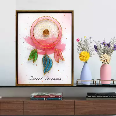 String silk painting handmade DIY production creative gift Nordic decompression hand-made dream catcher hanging painting winding painting nail painting