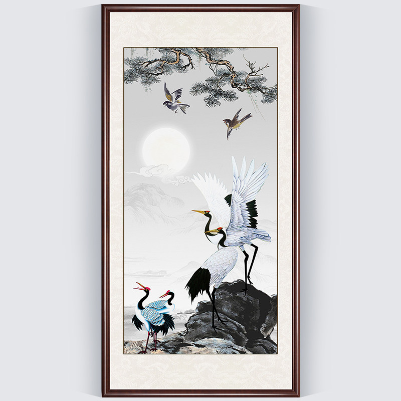 Songheyan Year Cross Embroidered 2021 Xuanguan Vertical version Line embroidered new living room landscape painting full embroidered 2022 yourself handmade