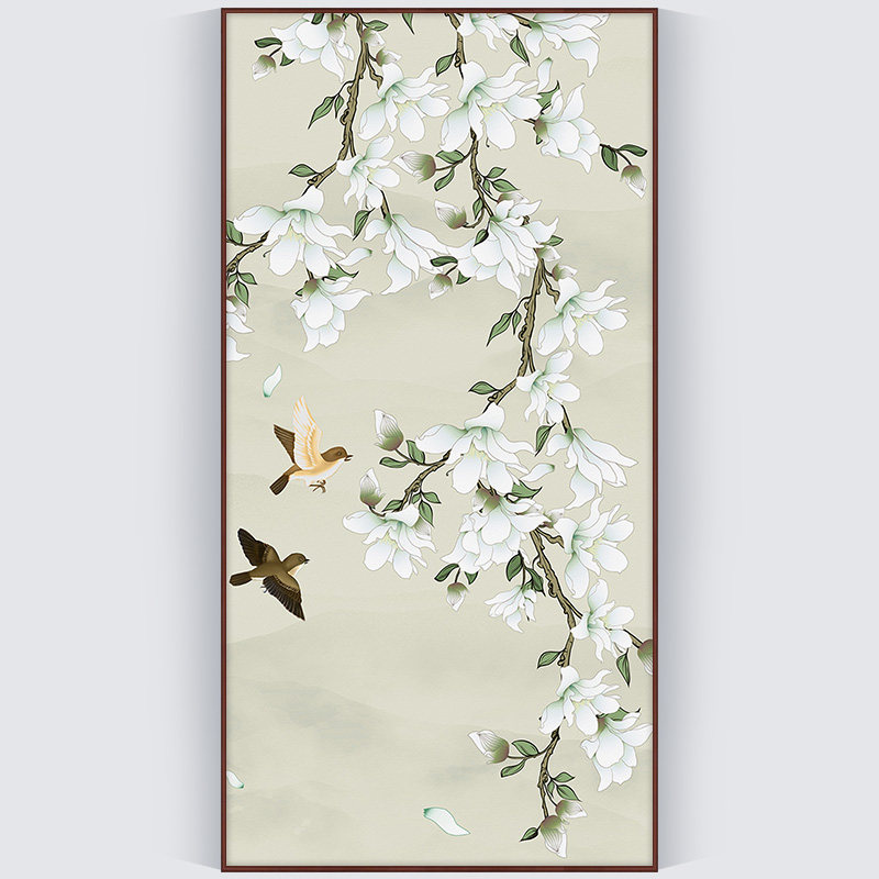 Vertical cross stitch 2022 new magnolia flower living room corridor aisle home full embroidery porch thread embroidery printing 2021