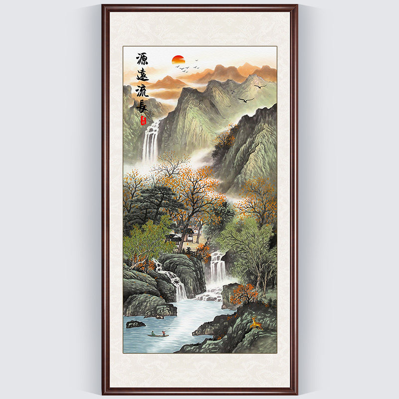 Ancient Cross embroidered 2022 new embroidered landscape painting scenery Xuan Xuan vertical version 2021 Living room itself handmade full