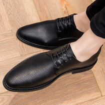 Summer Breathable Business Casual Leather Shoes Man Genuine Leather Deodorant Youth Korean Version Soft Leather Hollowed-out for Mens Shoes