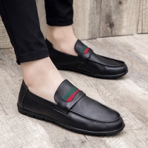 Bean-Bean Shoes Men Genuine Leather New Korean Version Casual Leather Shoes Shoes Foot Tide Sloth Shoes Deodorant A foot pedal Inn Tide Shoes