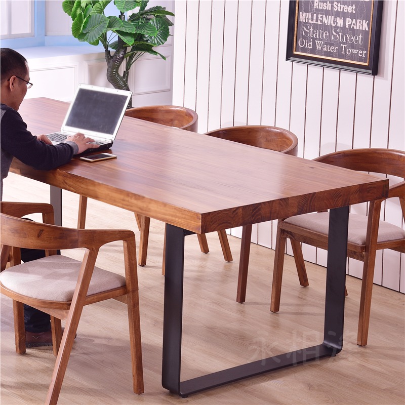 Solid Wood Meeting Table Strip Table American Minima Large Board Training Table Bench Desk Chair Combination