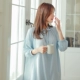 Mùa xuân và mùa hè giặt cotton lụa áo choàng ren-up nữ váy dài mặc nhà hàn quốc gió tính khí vào mùa thu - Đêm đầm