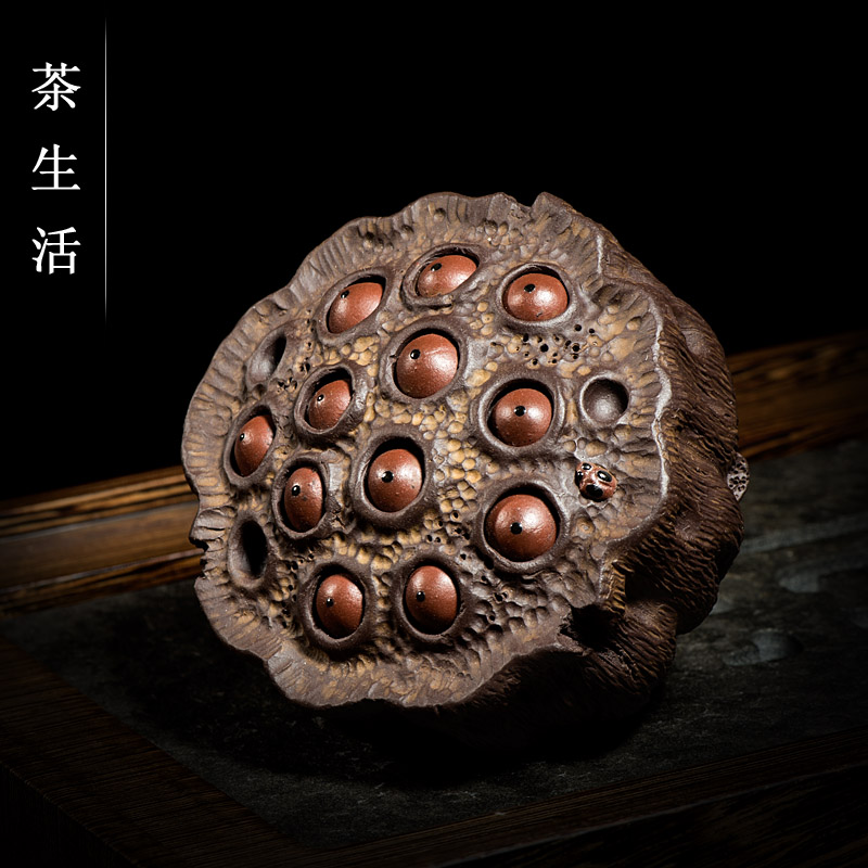 Tea Darling Boutique Purple Sand Able to raise handmade lotus seed Sculpture Withering the piece Tea Tray Shop Window Home Decoration Small Hem