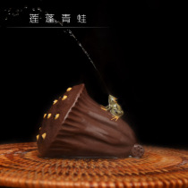 Tea pet ornaments boutique purple sand Lotus Frog Lotus seed sculpture water little frog fun tea play tea plate decoration