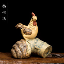 Tea pet ornaments boutique purple sand bamboo root chick zodiac rooster year rooster sculpture tea play tea tray decoration kung fu tea