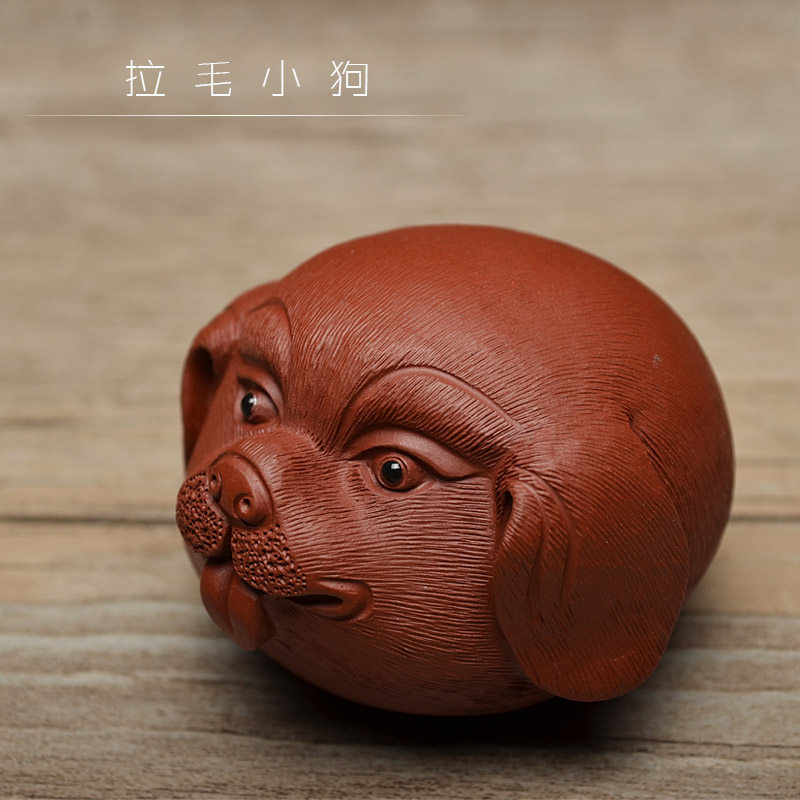 Tea Spotting Piece Boutique Purple Sand Puppy Sculpture Adorable Lmao Dog Head Cuddles a tea tray shop window Home Decorative Items