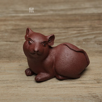 Tea pet ornaments boutique purple sand Zodiac mouse sculpture Mouse Tea play tea tray home decoration gifts