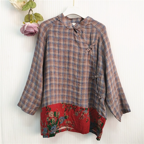 Летняя осенняя ретро комфортная рубашка, 2022, из хлопка и льна