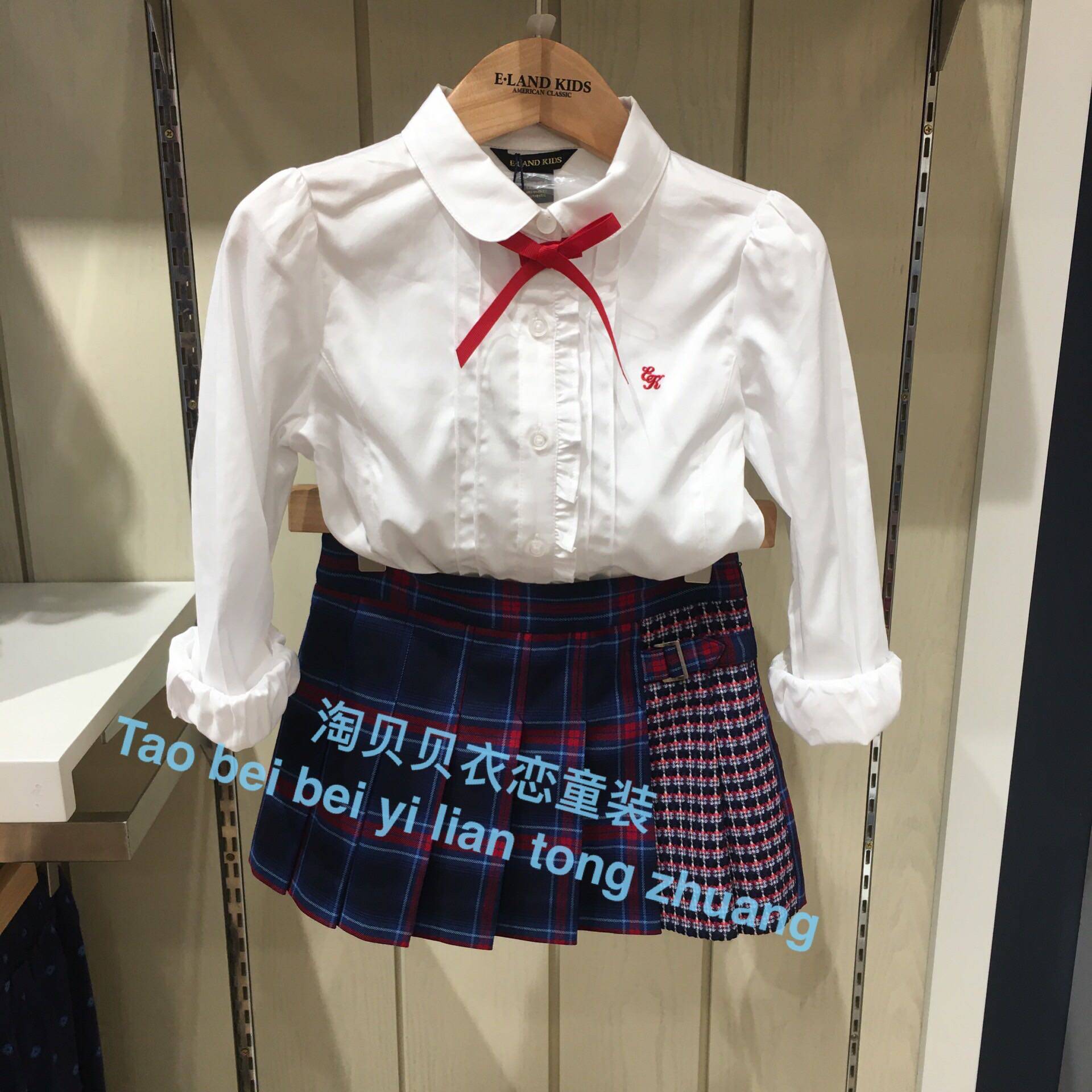 Clothing children's clothing special counter 21 autumn new girl white butterfly-knit long sleeved shirt BAB 8921R