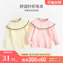 Girls spring clothing childrens knitting shirt 2022 new spring and autumn baby sweaters 3 years 1 Ennung bear female child jersey