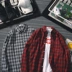 Áo sơ mi kẻ sọc nam tay dài phiên bản Hàn Quốc của xu hướng hoang dã bf port gió ins super fire couple áo khoác nam quần áo unisex Áo khoác đôi