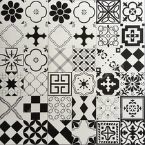 300 black and white brick dining room Living Room bar toilet bathroom vintage tile floor tile antique Flower tile 300