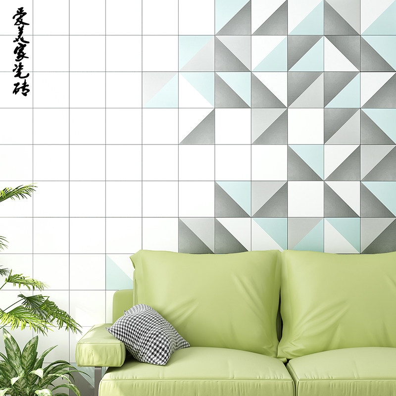 200 Green Geometric Tiles Kitchen Bathroom Wall Tiles School Kindergarten Color Macaron Pink Tile Flower Pieces