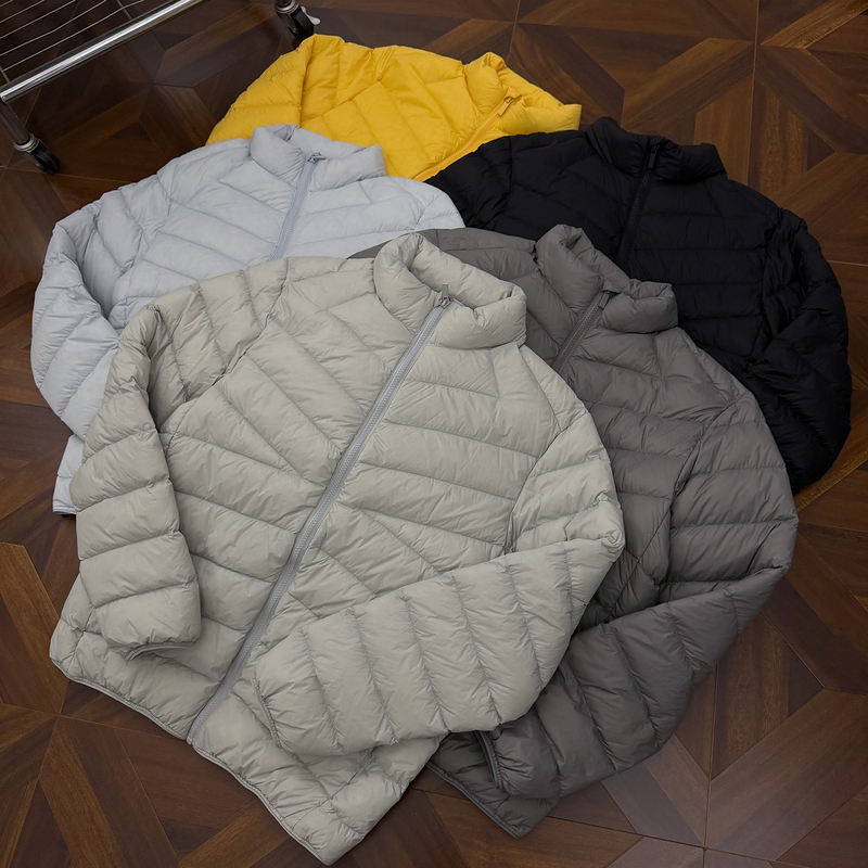 Curpopp 90 White Duck down Ribbed down Jacket for Men 2025 Winter Lightweight Cold-Proof Stand Collar Couple's Coat