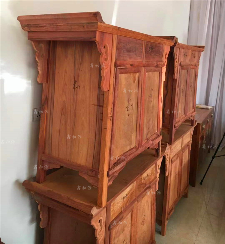 Phong cách Trung Quốc hai tủ giả vua mẫu gỗ hồng mộc Miến Điện 榫 卯 cấu trúc sơn sáp nóng cao cấp tùy chỉnh nội thất gỗ gụ - Bộ đồ nội thất giường hộp