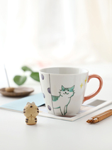Japan imported jiuyaki hand-painted writer Cat mug water Cup ceramic cup coffee cup cute Milk Cup cute