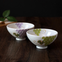 Japanese made Tian Yaki hand-painted household ceramic tableware rice bowl teacup set oval fruit plate for saucer