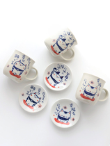 Japan imported beautiful ceramic mug beautiful happy Japanese coffee cup couple large capacity milk tea cup