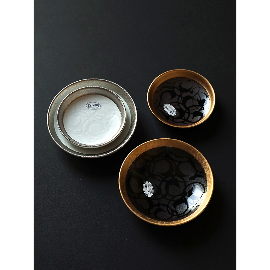 Japan system of imports with field burning pottery Pottery Delight Kiln Gold and silver Glaze Style Cuisine Food disc Mini Vegetable soy sauce Vinegar Sauces