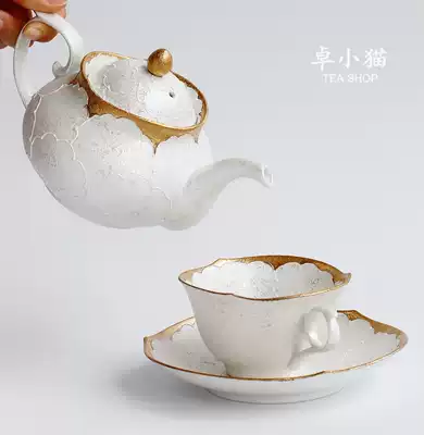 Imported from Japan, Arita ware, Wenshan Kiln, pearl white peony teapot, afternoon teapot, teapot, Sencha ceremony set