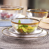 Phnom Penh Large Glass Bowl Large Salad Bowl Home Transparent Korean Cute Crystal Bowl Plate House Dining Plate