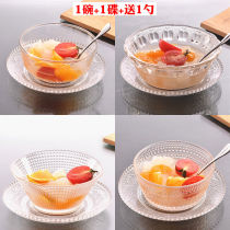 Transparent Crystal Glass Bowl Dessert Bowl Ice Cream Bowl Big and Small Bowl Fruit Salad Tableware Set Creative IKEA