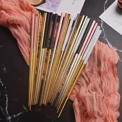 Fast stainless steel chopsticks for eating one person one color 304 home non-slip high-end European luxury suit