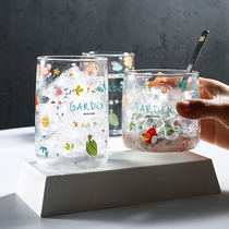 Water cup glass home heat-resistant glass fruit tea cup high-value girl heart cute Cup ins Wind set