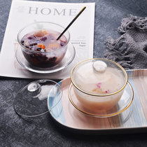 Double skin milk bowl stewed egg yogurt with lid steamed egg glass bowl Birds Nest dessert bowl cute girl light luxury