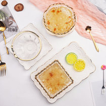 Girl heart bowl cute Japanese gold edge glass bowl transparent set household personality crystal white fungus soup bowl Cup Birds Nest