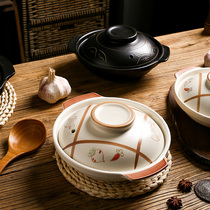 White ceramic old-fashioned coarse soil one-person food small casserole household large and small gas casserole Rice commercial casserole shallow pot