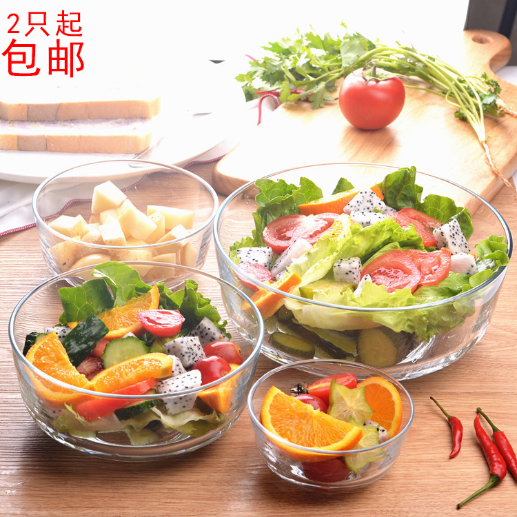 Glass Bowl Large Transparent Fruit Salad Bowl Rice Bowls Rice Bowls Rice Bowls Round Creative Snack Home Breakfast Cutlery