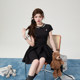 ນາງ Hualing Girly Dress Slim and Slim College Style Short Sleeve Cute Women's Skirt 2024 Summer People Small