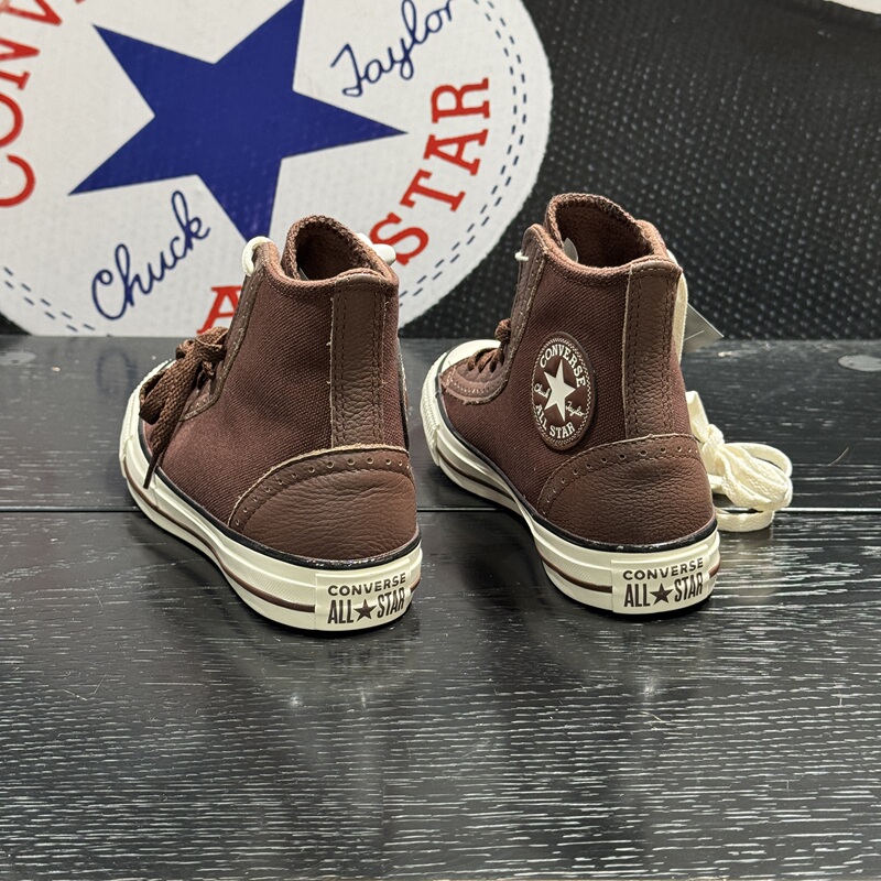 Converse Autumn and Winter Fleece-Lined Patchwork High-Top Canvas Shoes for Men and Women Brown Retro Casual Shoes A17913C