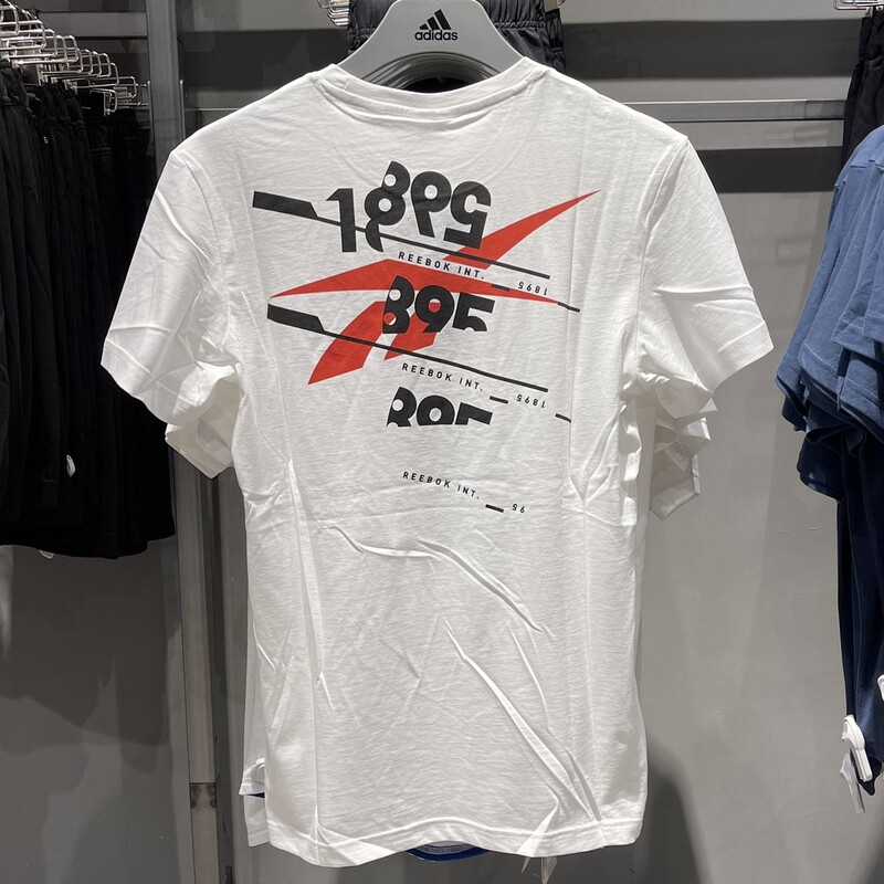 Reebok Summer New Men's Retro Breathable White Printed Sports Casual T-Shirt Short Sleeve Fj4637