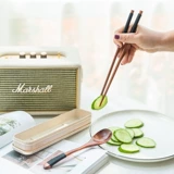 Японские палочки для еды, ложка, портативный комплект, деревянная коробка для хранения, посуда для школьников, простой и элегантный дизайн