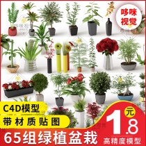 c4d landscape model potted flowers pastoral forest flower arrangement plants green vegetation bonsai engineering model 3d vector